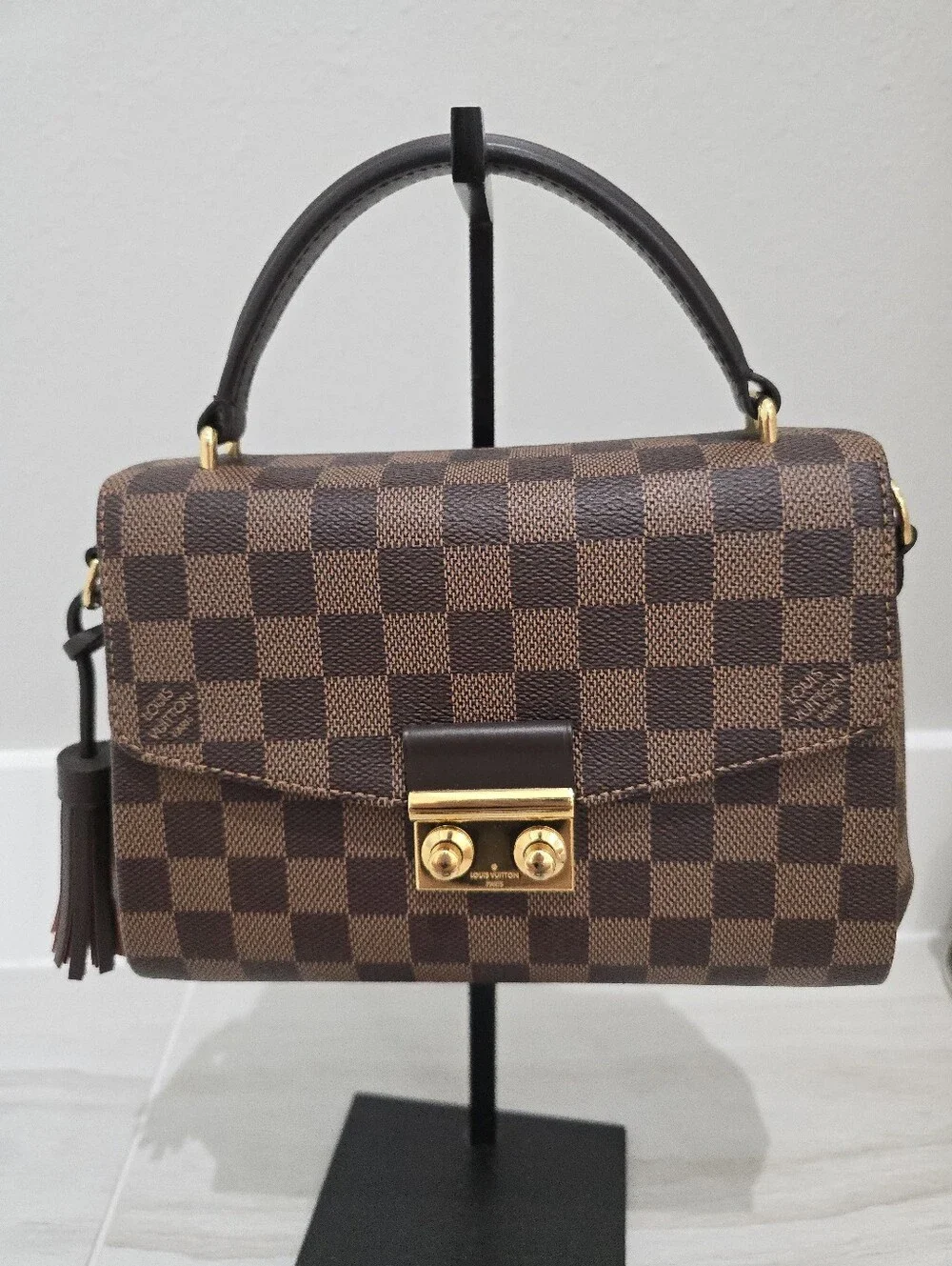 Louis Vuitton Croisette Brown Damier Ebene Top Handle Satchel Gold Hardware